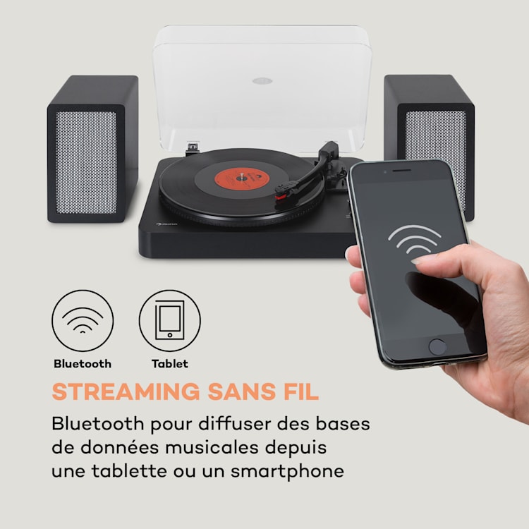TT-Play SE Platine vinyle Protection anti-poussière Bluetooth 33/45/78 tr/min Pitch Noir