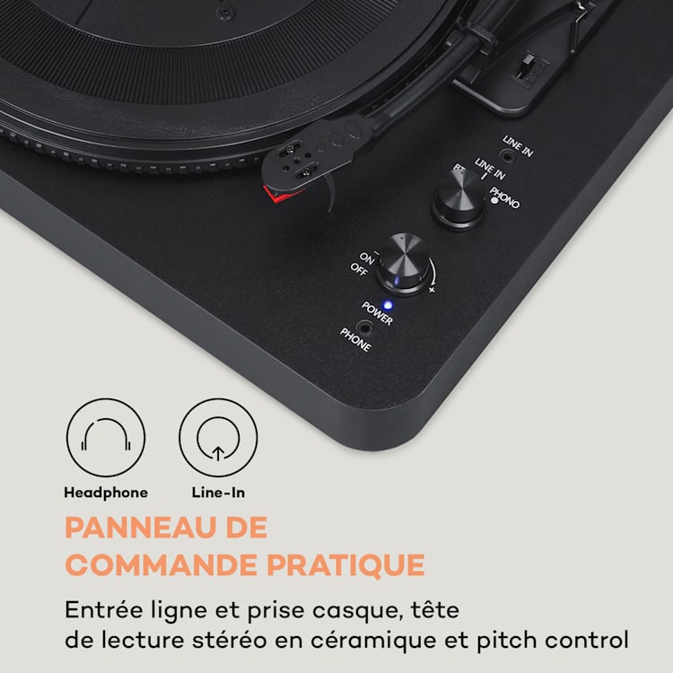 TT-Play SE Platine vinyle Protection anti-poussière Bluetooth 33/45/78 tr/min Pitch Noir