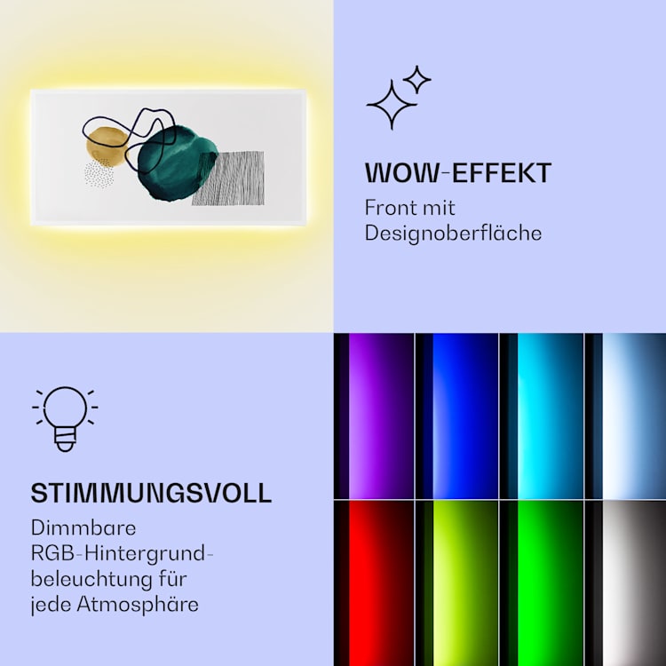 Mojave 1000 smart 2-in-1 Heizgerät Infrarot Konvektor 120x60cm 1000W RGB-Licht 1000 W (60 x 120 cm) | Abstrakt