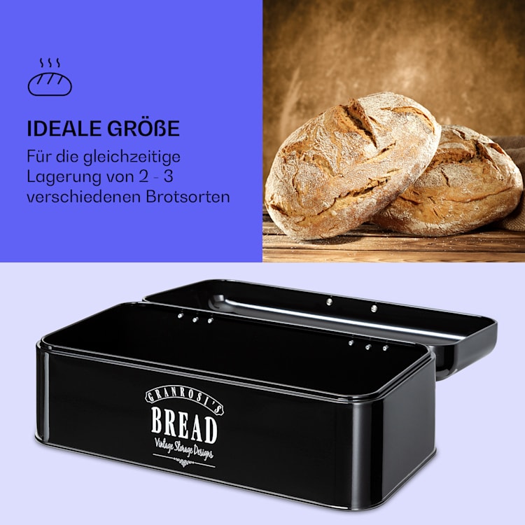 Delaware Brotkasten Metall 42 x 16 x 24,5 cm Klappdeckel Lüftungslöcher