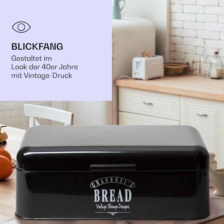Delaware Brotkasten Metall 42 x 16 x 24,5 cm Klappdeckel Lüftungslöcher