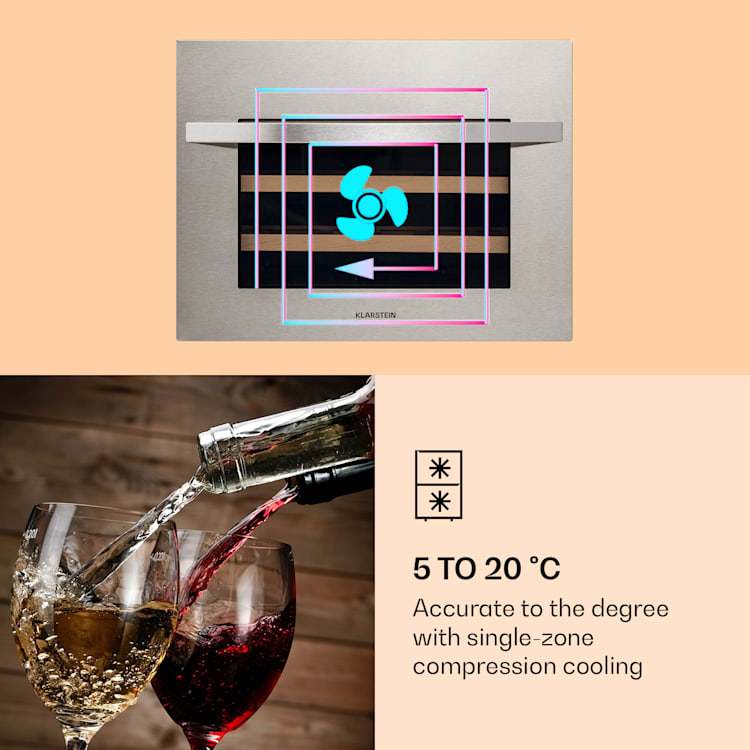 Vinsider 24 Built-In Uno, vinotéka, vstavaný spotrebič, 1 zóna, 24 fliaš, nerezová oceľ Nehrdzavejúca oceľ