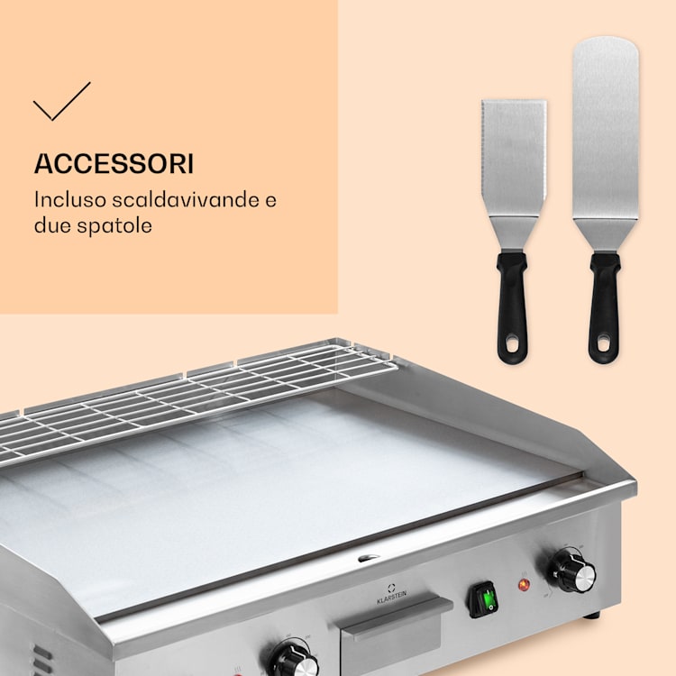 Grillmeile 4400 Griglia elettrica Plancha 2x2200W Piastra Grill in acciaio inossidabile Superficie per grigliare piatta | Acciaio inox