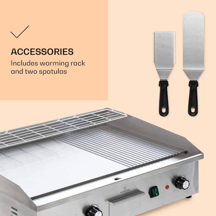 Grillmeile 4400, električni roštilj, Plancha, 2x2200W, ploča za roštilj od nehrđajućeg čelika Glatka i rebrasta ploča za roštiljanje | Nehrđajući čelik