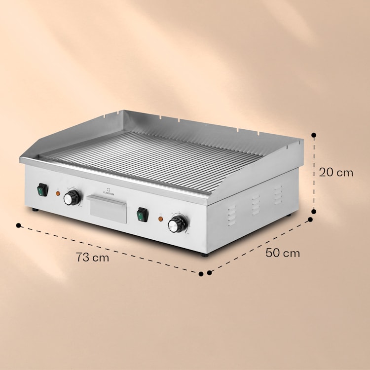 Grillmeile 4400 Elektrogrill Plancha 2x2200W Grillplatte Edelstahl Geriffelte Grillfläche | Edelstahl