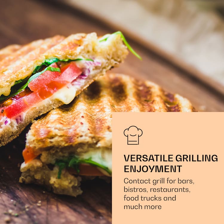 Grillexpress 3600 kontaktgrill sandwichgrill 2x1800W rostfritt stål gjutjärn slät och räfflad grillyta | Rostfritt Stål