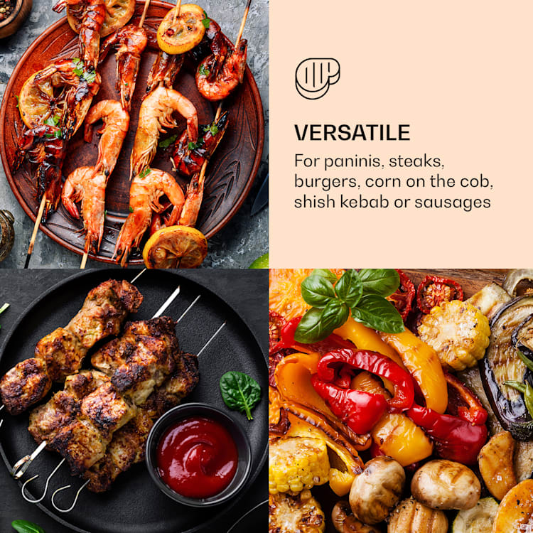 Grillexpress 3600 kontaktgrill sandwichgrill 2x1800W rostfritt stål gjutjärn slät och räfflad grillyta | Rostfritt Stål