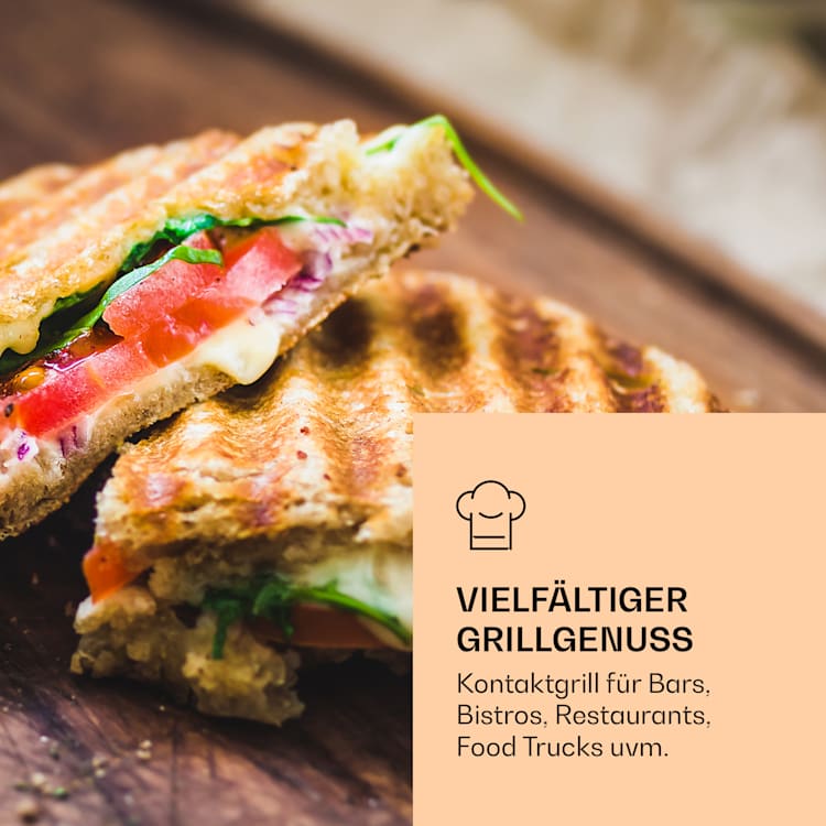Grillexpress 3600 Kontaktgrill Paninimaker 2x1800W Edelstahl Gusseisen Geriffelte Grillfläche | Edelstahl