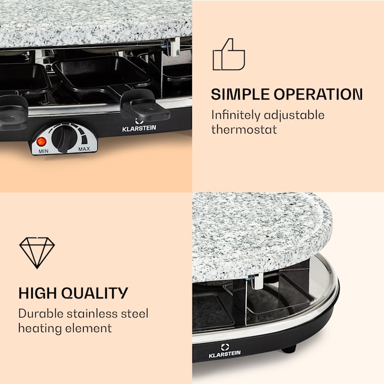 All-U-Can-Grill Appareil à raclette avec accessoires 4-en-1 pour 8 personnes