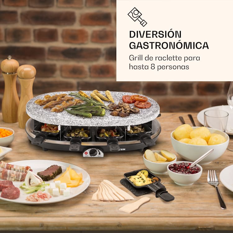 Raclette Steaklette parrilla raclette con accesorios para 8 personas