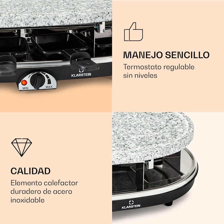 Raclette Steaklette parrilla raclette con accesorios para 8 personas