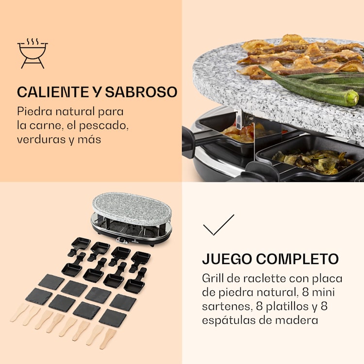 Raclette Steaklette parrilla raclette con accesorios para 8 personas