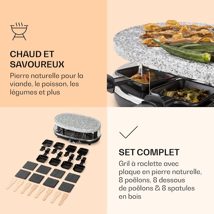 Steaklette Appareil à raclette avec accessoires pour 8 personnes