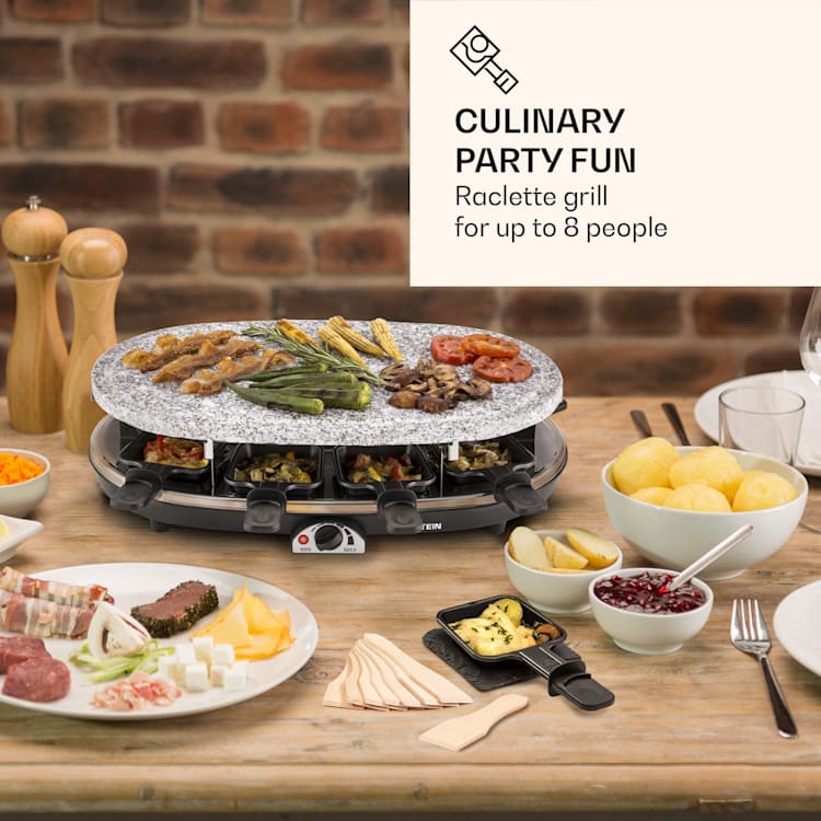Steaklette, grill raclette, grill elektryczny, z akcesoriami, 8 osób
