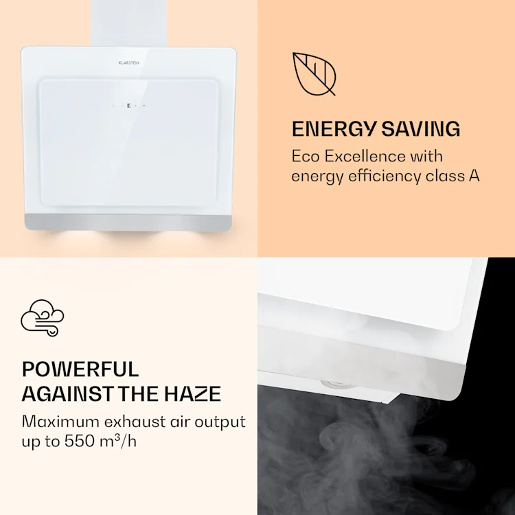 >Aurora Eco 60 Cooker Hood 550 m³/h 60cm Head-Free Ambient Light EEC A+ White | 60 cm