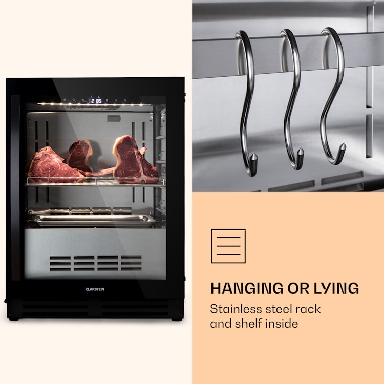 Frigorífico de maturação da carne Steakhouse Pro 98 Onyx, 1 zona de 98 L, 1-25 °C, Touch Panorama Preto