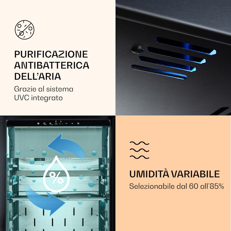 Armadio per la stagionatura della carne Steakhouse Pro 233 Onyx 1 zona 233 l 1-25°C Touch Panorama Nero