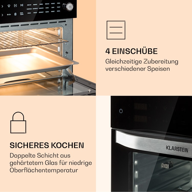 Vigor Air Heißluftfritteuse 1800 W 30 Liter 18 Programme Schwarz