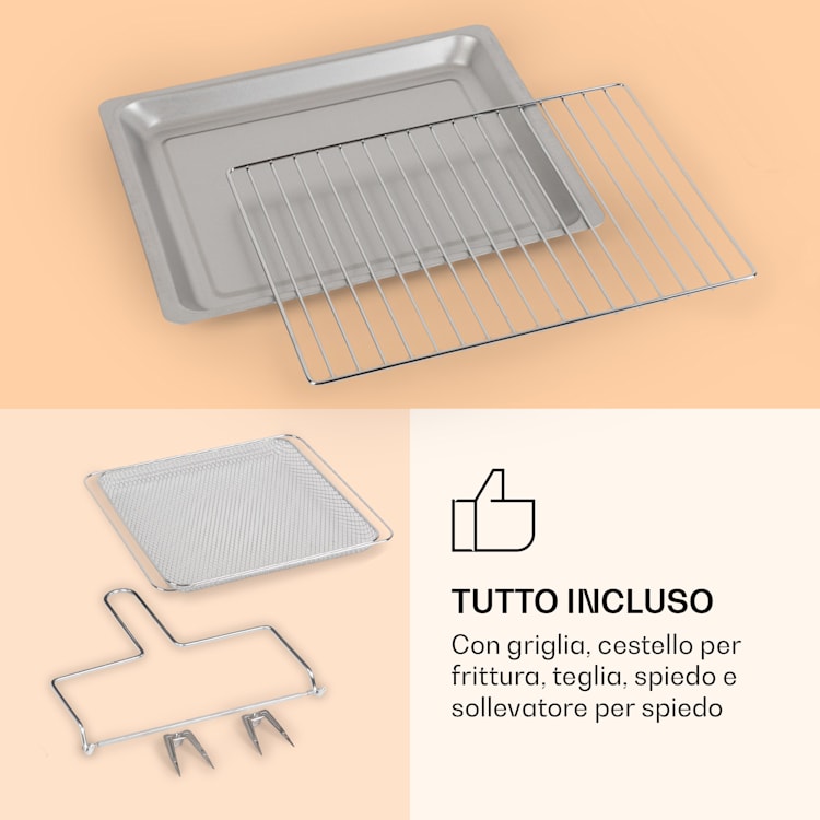 Vigor Air - Friggitrice ad aria calda, 1800 W, 30 litri, 18 programmi, calore dall'alto e dal basso Nero