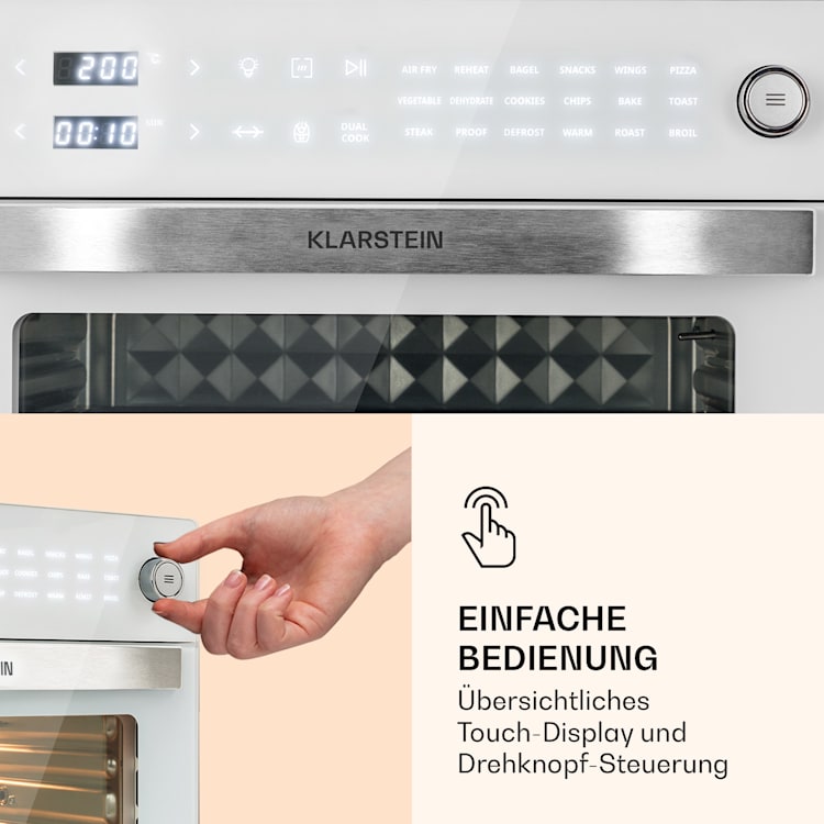 Vigor Air Friteuse à air chaud 1800 W 30 litres 18 programmes Chaleur supérieure et inférieure Blanc