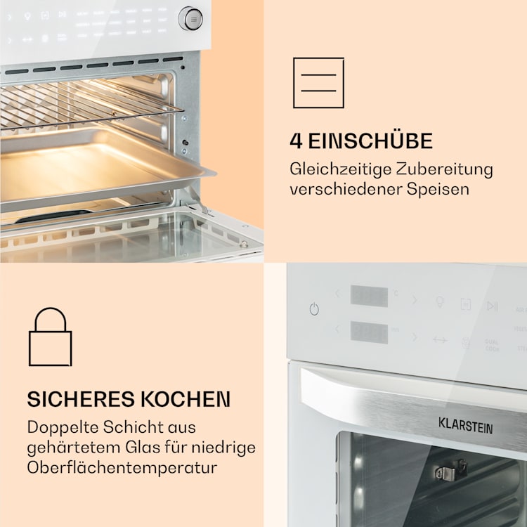 Vigor Air Friteuse à air chaud 1800 W 30 litres 18 programmes Chaleur supérieure et inférieure Blanc