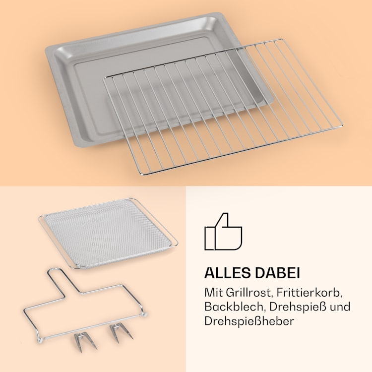 Vigor Air Friteuse à air chaud 1800 W 30 litres 18 programmes Chaleur supérieure et inférieure Blanc