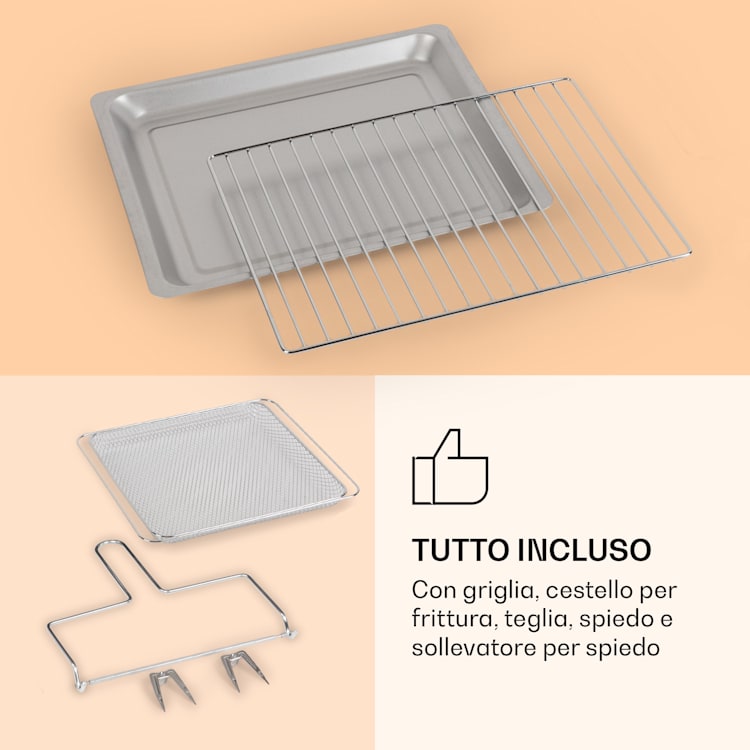 Vigor Air - Friggitrice ad aria calda, 1800 W, 30 litri, 18 programmi, calore dall'alto e dal basso Bianco