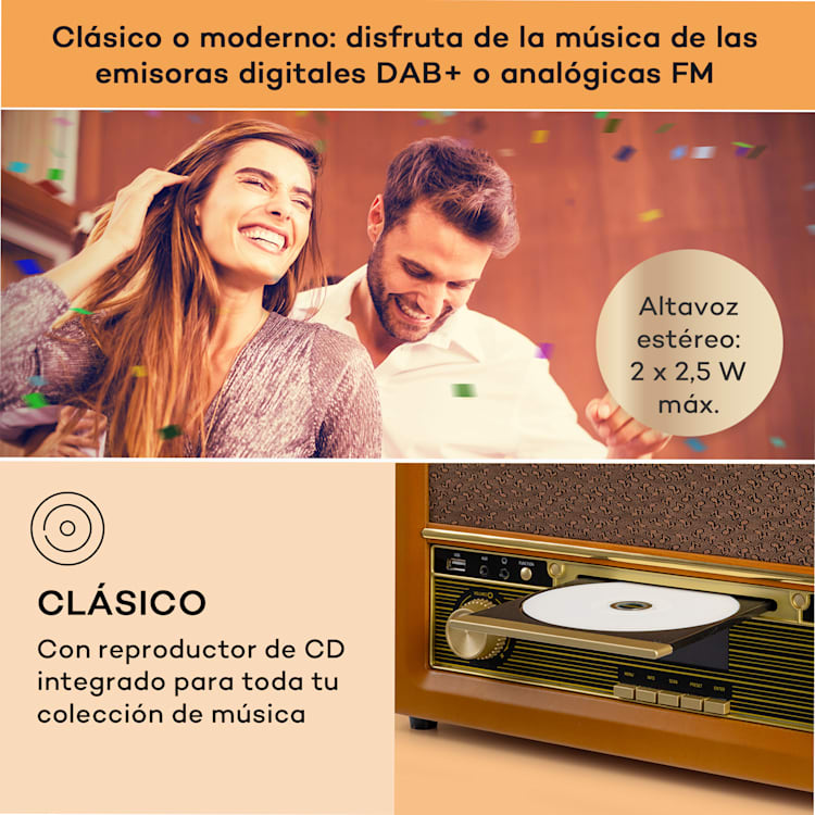 Belle Epoque 1906 DAB Retro Stereo Radio DAB Radio FM Radio Reproducción MP3 BT madera