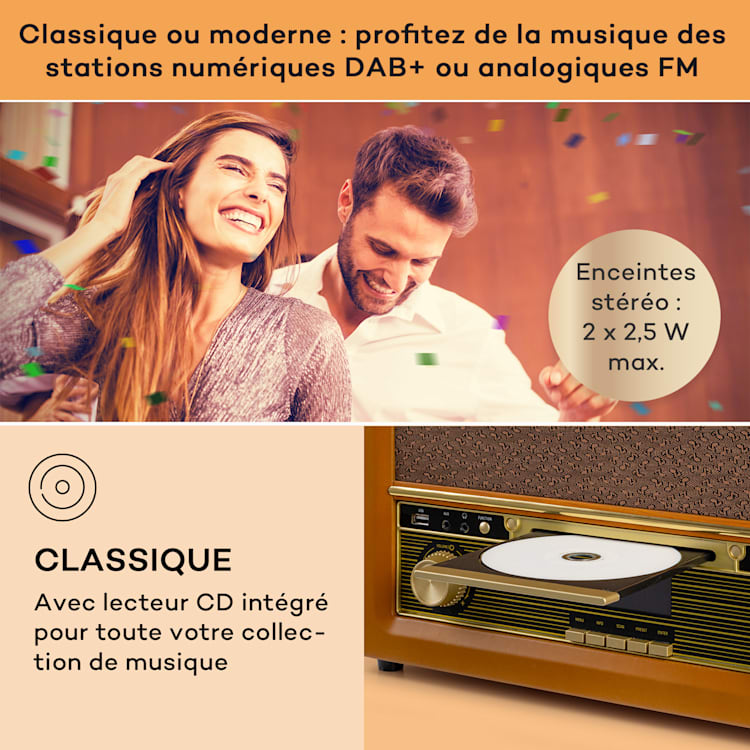 Belle Epoque 1906 DAB retro stereo-installatie radio DAB FM mp3 weergave BT hout