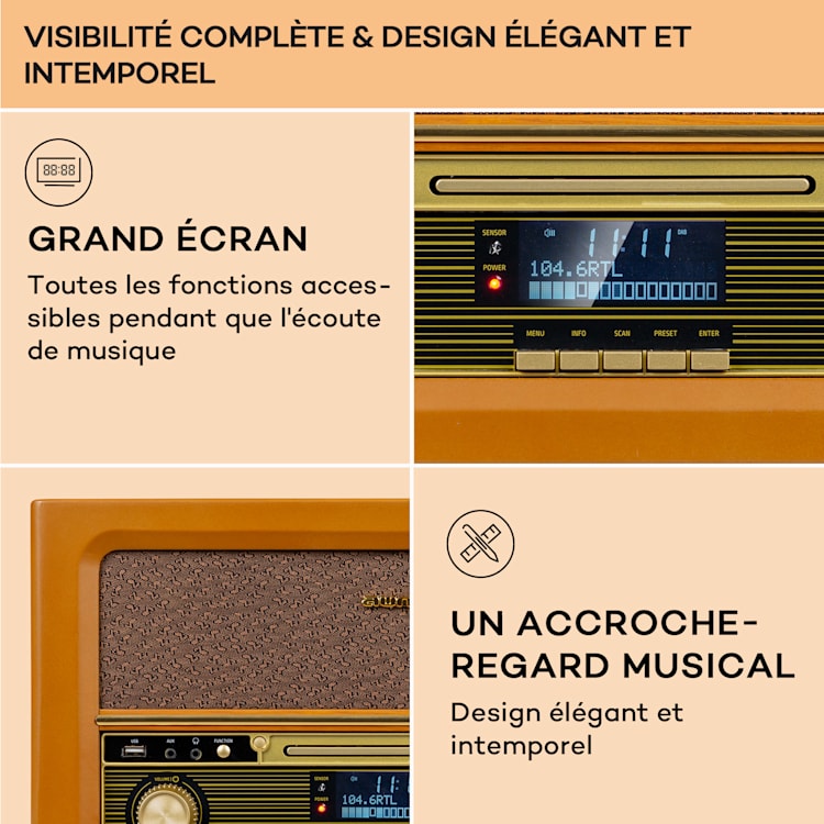 Belle Epoque 1906 DAB retro stereo-installatie radio DAB FM mp3 weergave BT hout