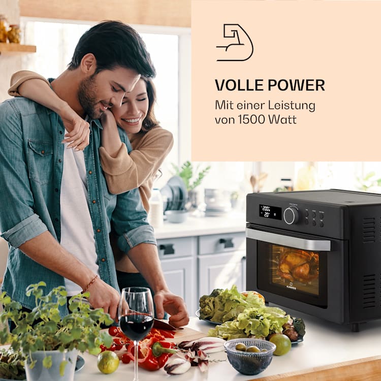 Prime Air Heißluftfritteuse 1500W 23l Timer 8 Programme Schwarz