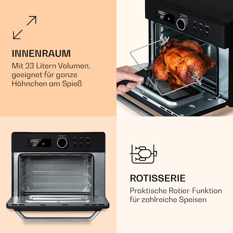Prime Air Heißluftfritteuse 1500W 23l Timer 8 Programme Schwarz