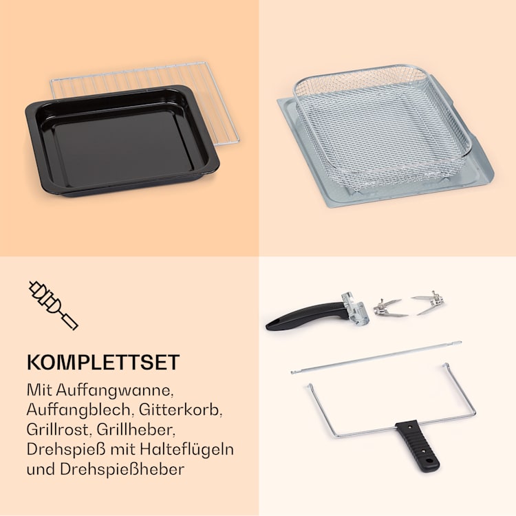 Prime Air Heißluftfritteuse 1500W 23l Timer 8 Programme Schwarz