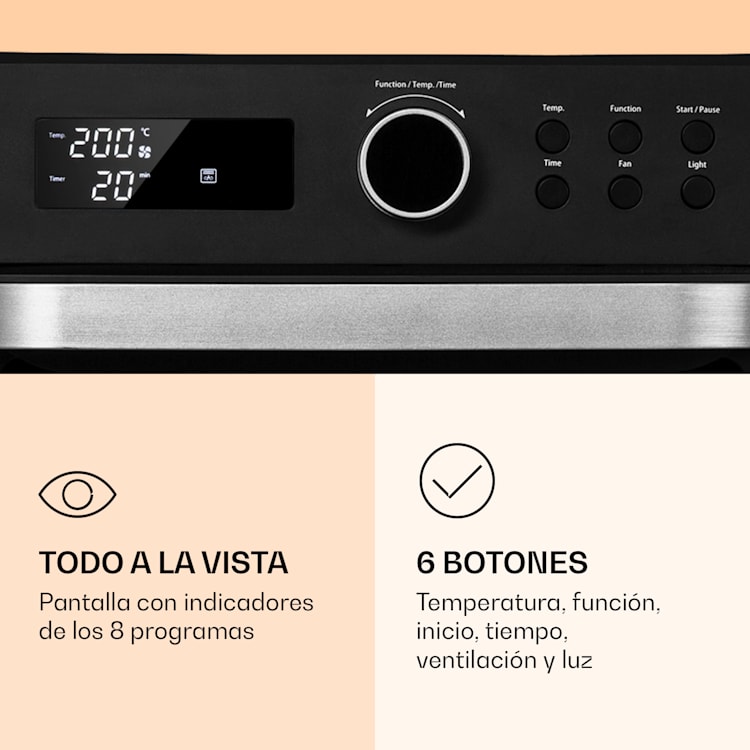Prime Air Freidora 1500W 23l Temporizador 8 Programas Negro