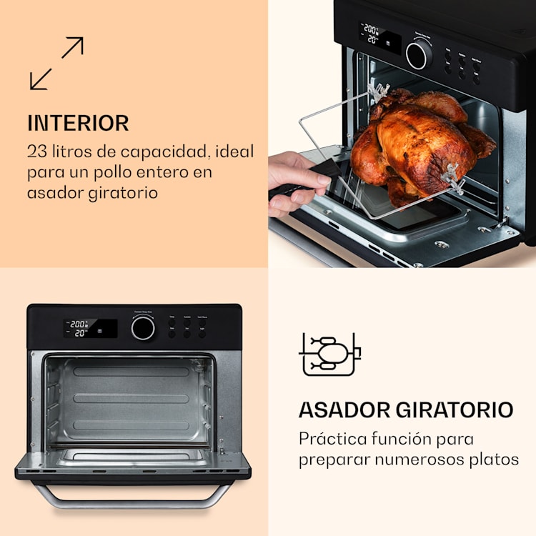 Prime Air Freidora 1500W 23l Temporizador 8 Programas Negro