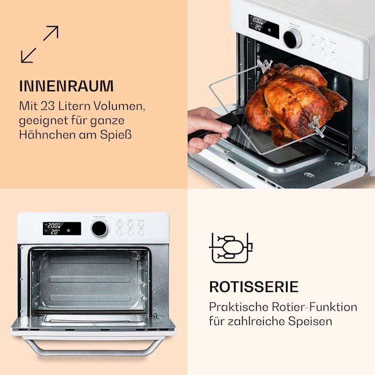 Prime Air Heißluftfritteuse 1500W 23l Timer 8 Programme Weiß