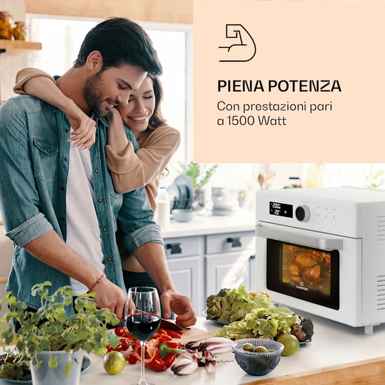 Prime Air - Friggitrice ad aria calda, 1500 W, 23 l, timer, 8 programmi Bianco