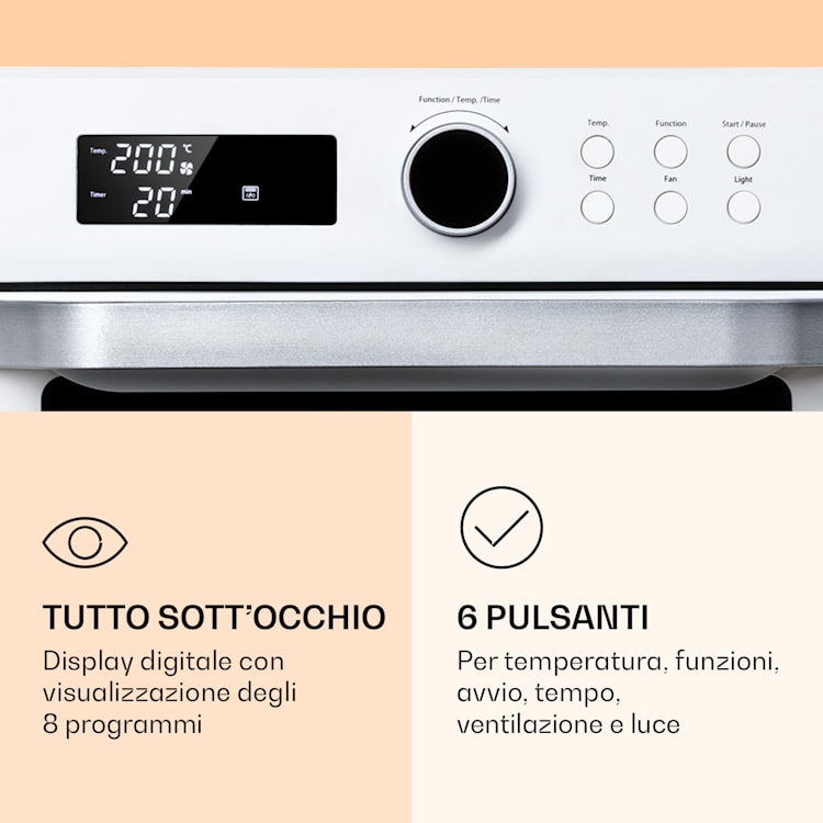 Prime Air - Friggitrice ad aria calda, 1500 W, 23 l, timer, 8 programmi Bianco