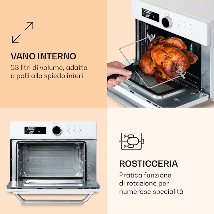 Prime Air - Friggitrice ad aria calda, 1500 W, 23 l, timer, 8 programmi Bianco