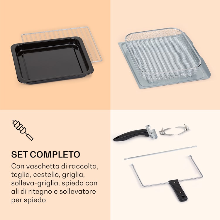Prime Air - Friggitrice ad aria calda, 1500 W, 23 l, timer, 8 programmi Bianco