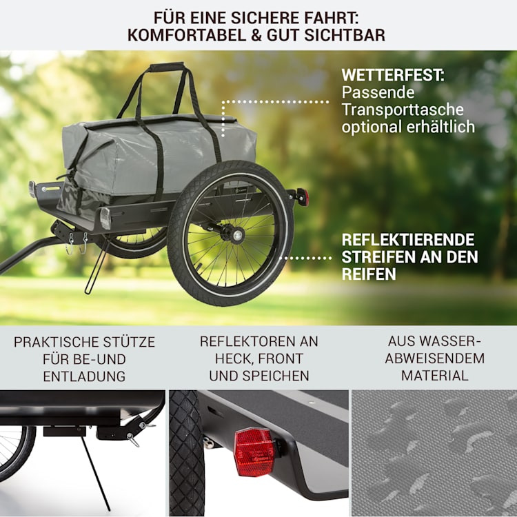 Companion Travel Lastenanhänger 40kg Fahrradanhänger Handwagen 16" Multiplexschale schwarz/holz Standard | Schwarzes Holz