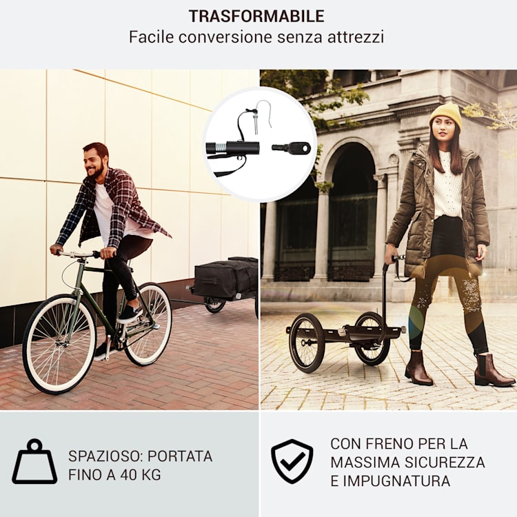 Companion Travel rimorchio da carico 40kg rimorchio per bicicletta nero/ Standard | Legno nero