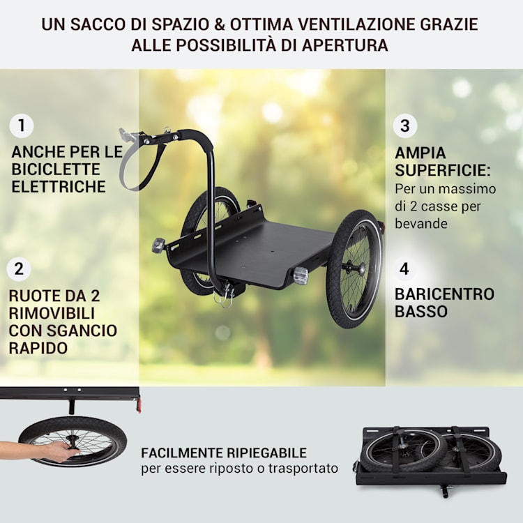 Companion Travel rimorchio da carico 40kg rimorchio per bicicletta nero/ Standard | Legno nero