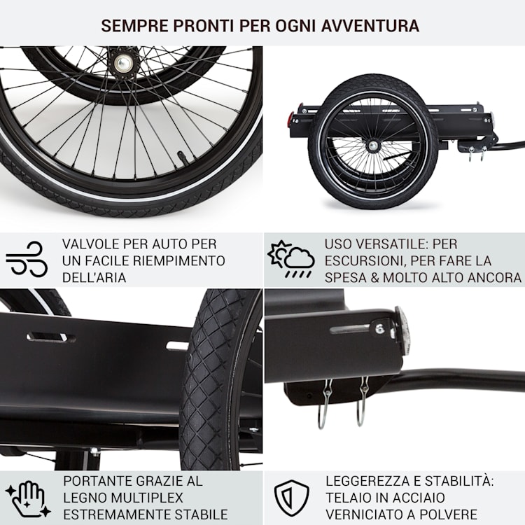 Companion Travel rimorchio da carico 40kg rimorchio per bicicletta nero/ Standard | Legno nero