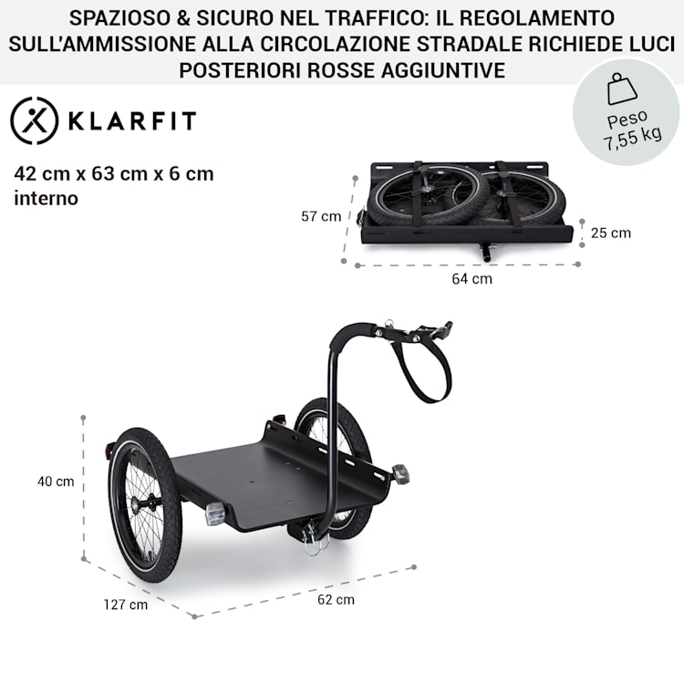 Companion Travel rimorchio da carico 40kg rimorchio per bicicletta nero/ Standard | Legno nero