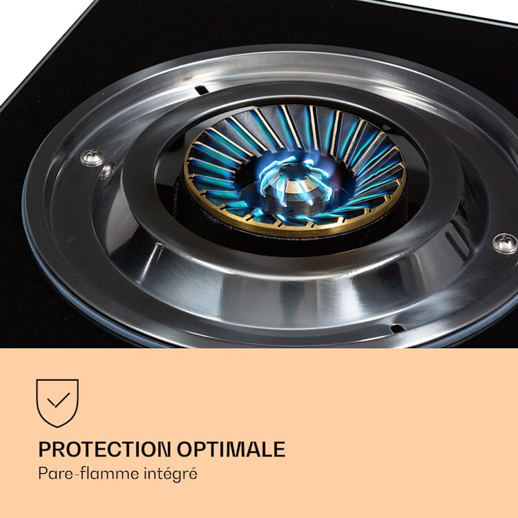 Réchaud de camping Barzona 3 3 brûleurs 3,4 kW & 0,75 kW & 4,3 kW Plaque en verre & boîtier en acier inoxydable 3 brûleur | Sans tuyau à gaz et réducteur de pression