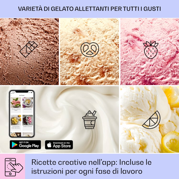 Dolce Bacio Smart Gelatiera Yogurtiera Compressore 2 litri WiFi Sistema touch Acciaio inox
