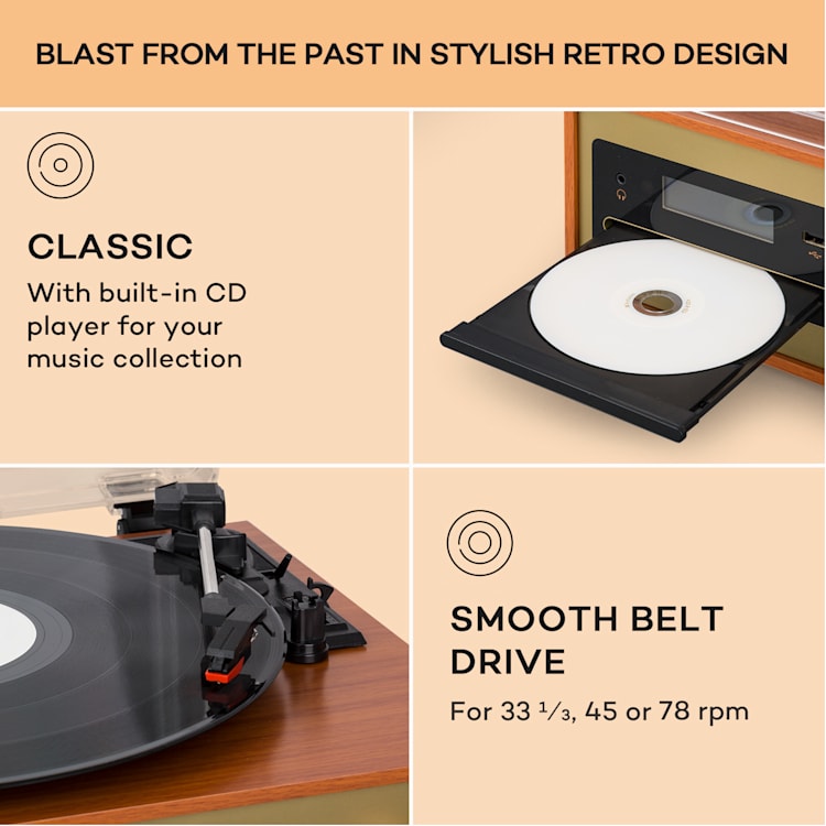 Oxford SE, mini stereo sustav, DAB+/FM, BT funkcija, vinil, CD, AUX-In Champagne