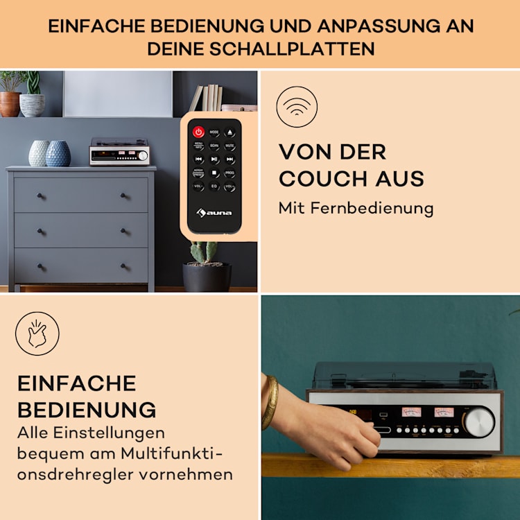 Oxford SE Mini-Stereoanlage DAB+/FM BT-Funktion Vinyl CD AUX-In Silber