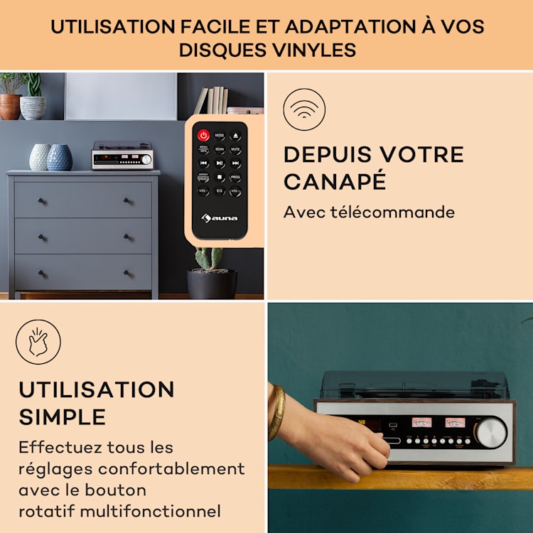 Oxford SE mini chaîne stéréo Fonction DAB+/FM BT Vinyle CD AUX-In